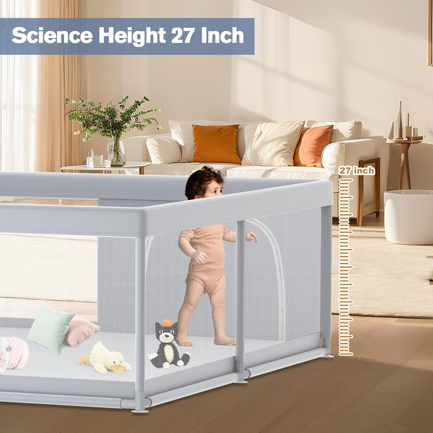 Large Baby Playpen for Babies and Toddlers, Playpen 74×50, Large Baby Play Yards Indoor & Outdoor, Sturdy Safety Baby Play Pen with Soft Breathable Mesh, Toddlers Activity Center with Anti-Slip Base