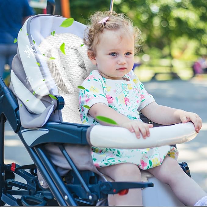 KAKIBLIN Infant Car Seat Insert, Baby Car Seat Head Neck Body Support, Breathable Newborn Car Seat Insert, 2-in-1 Reversible Stroller Pad or Girls Boys,Strollers,Car Seat,High Chair,Swing