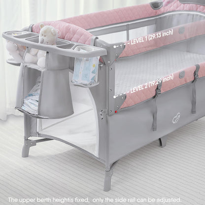 BabyBond Baby Bassinet Bedside Crib, Pack and Play with Sheet, Diaper Changing Table and Music Mobile from Newborn to Toddles, Portable Large Playard