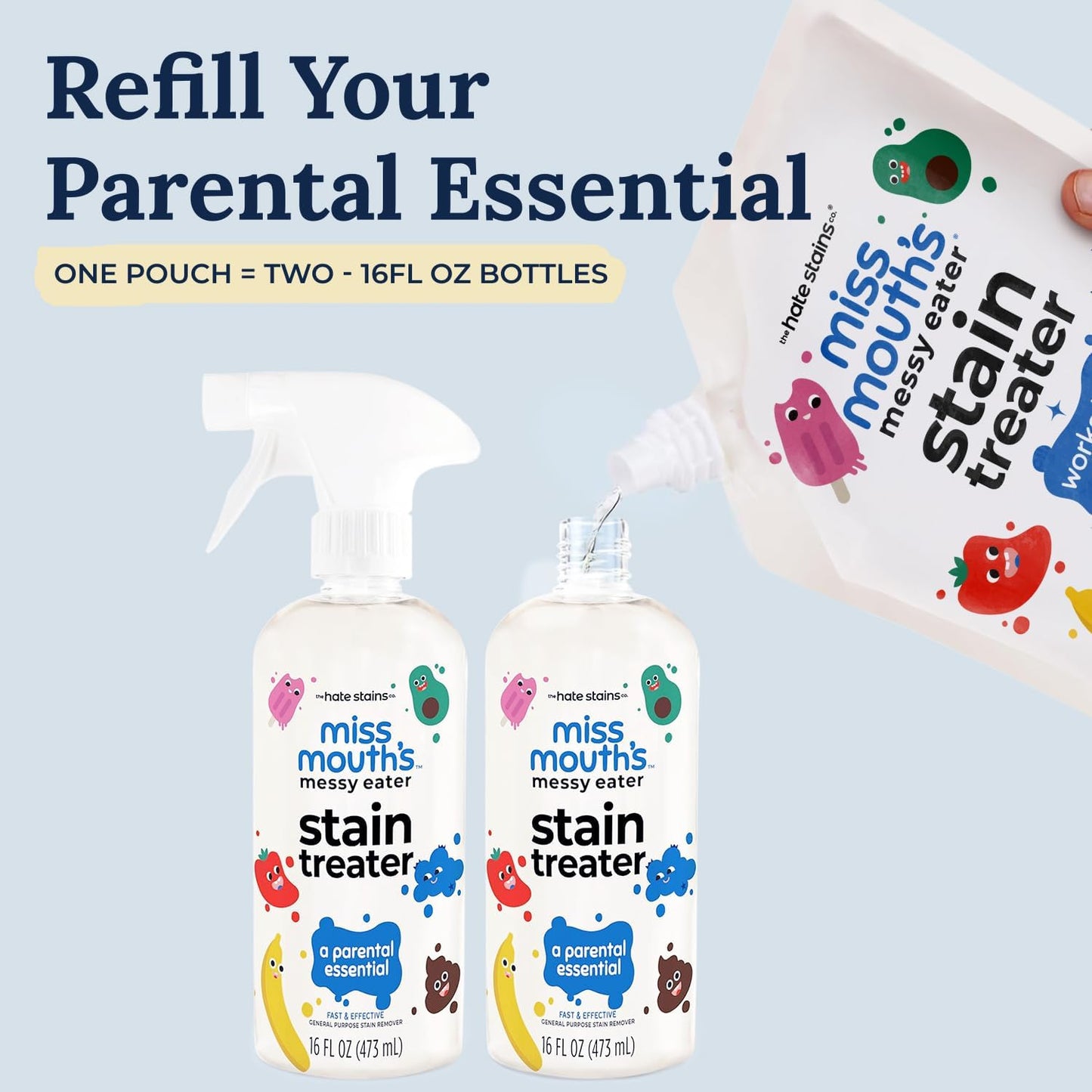 Miss Mouth's Messy Eater Stain Treater Spray - 4oz Stain Remover - Newborn & Baby Essentials - No Dry Cleaning Food, Grease, Coffee Off Laundry, Underwear, Fabric