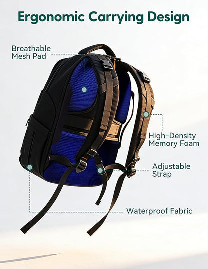 Babelio Grid Wizard Diaper Bag Backpack - Multi Function Waterproof Diaper Bag, Travel Essentials Baby Bag with 4 Individual Organizers, Insulated Bottle Holders, Baby Shower Gifts, Black