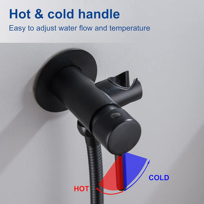 SHAMANDA Handheld Bidet Sprayer for Toilet, Stainless Steel Baby Cloth Diaper Sprayer Kit, Bathroom Toilet Bidet Attachment Set for Bathing Pets Feminine Hygiene, Matte Black BDS01-7