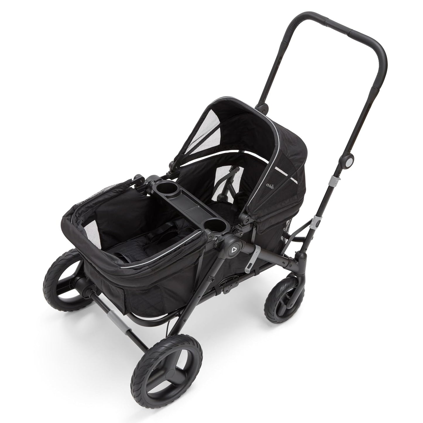 Munchkin Collapsible Wagon for Kids, Foldable, Ultra-Compact and Lightweight Stroller Wagon, All-Terrain Wheels, Adjustable Sun Canopy - Holds Up to 2 Passengers, Black