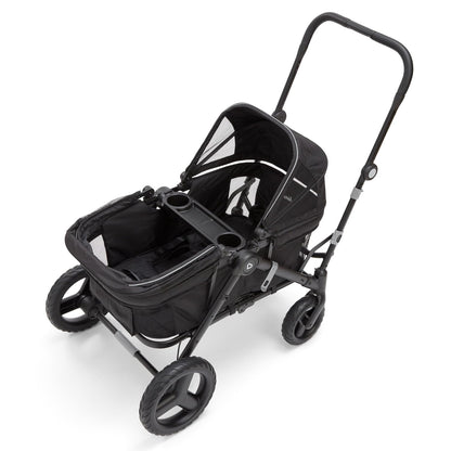 Munchkin Collapsible Wagon for Kids, Foldable, Ultra-Compact and Lightweight Stroller Wagon, All-Terrain Wheels, Adjustable Sun Canopy - Holds Up to 2 Passengers, Black