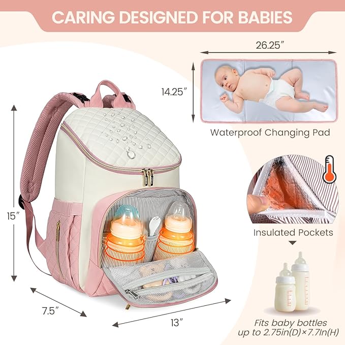 LOVEVOOK Diaper Bag Backpack Large Capacity Baby Bag with Portable Changing Pad, Multifunction Baby Travel Backpack
