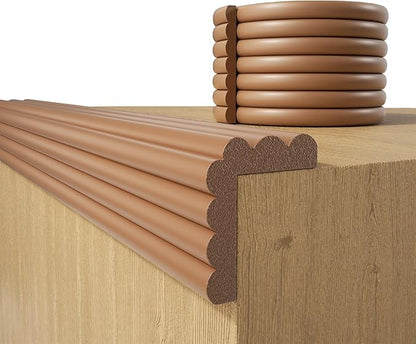Baby Proofing Wall Corner Protector,Edge Guard Corner Protector,6.56ft Thinken Soft Corner Protectors Pre-Taped Soft Rubber Foam Edge Cushion for Furniture (Brown-L, 6.56Ft x 11.8" W x 0.47" Th)