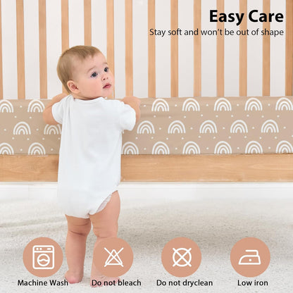 Baby Mini Crib Sheets Girl, Portable 38”x26” Pack and Play Sheets Fitted for Playard and Pack N Play Mattress, 3-Pack Soft Microfiber Pink Rainbow