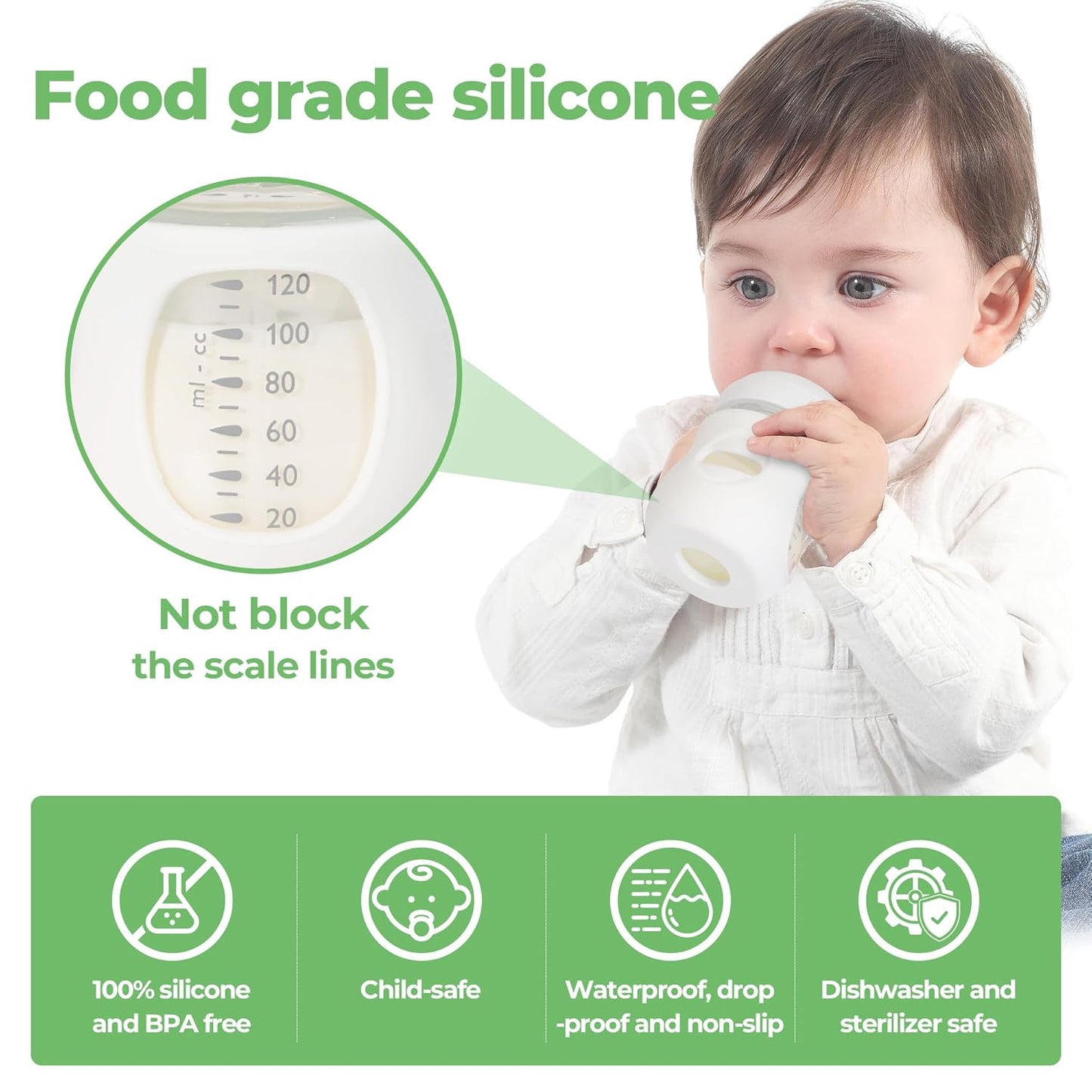 3 Pack Silicone Sleeves for Philips Avent Natural Glass Baby Bottles, Food Grade Silicone Anti Breakage Baby Bottles Holder, Compatible with Philips Avent Glass Natural Baby Bottle 8oz