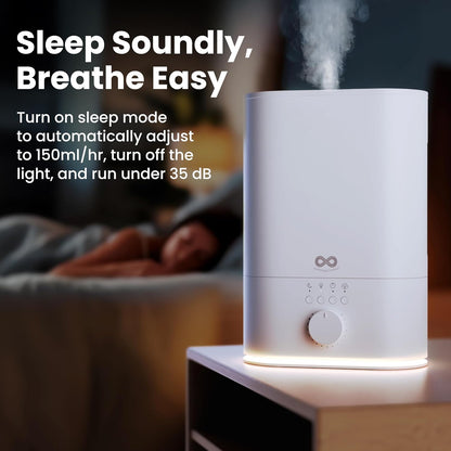 Everlasting Comfort 2.5L Top Fill Humidifier for Bedroom – Quiet, Easy to Fill & Clean, 24HR Runtime, Night Lights, Timer, Ultrasonic Cool Mist, Auto Shut-Off, Essential Oil Diffuser - White