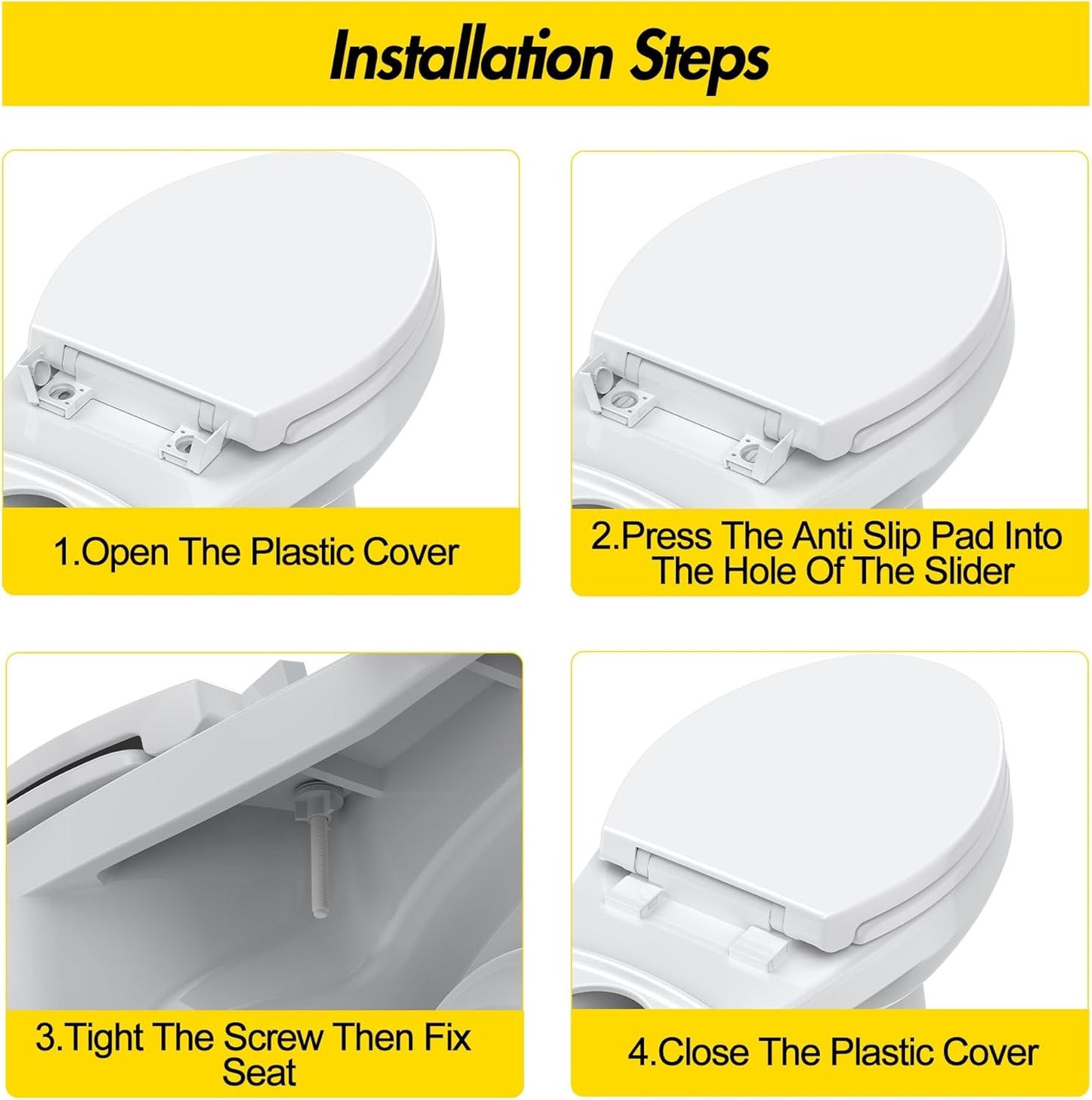 Toilet Seat with Toddler Seat Elongated, PP Material Family Toilet Seat Cover, Soft Close Adult & Toddler Seats, Easy to Clean, Safe Potty Training Solution for Kids, Bathroom Upgrade for Home
