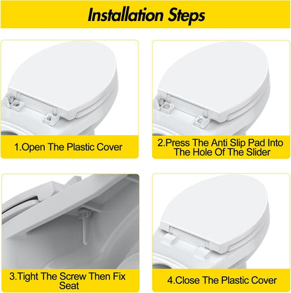 Toilet Seat with Toddler Seat Elongated, PP Material Family Toilet Seat Cover, Soft Close Adult & Toddler Seats, Easy to Clean, Safe Potty Training Solution for Kids, Bathroom Upgrade for Home