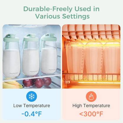 Momcozy Breast Milk Pitcher, Resistant to Heat and Cold Abrupt Temp Swings, No Leak Glass Breast Milk Fridge Storage Container with Wide Mouth, Fast Baby Formula Maker, Green