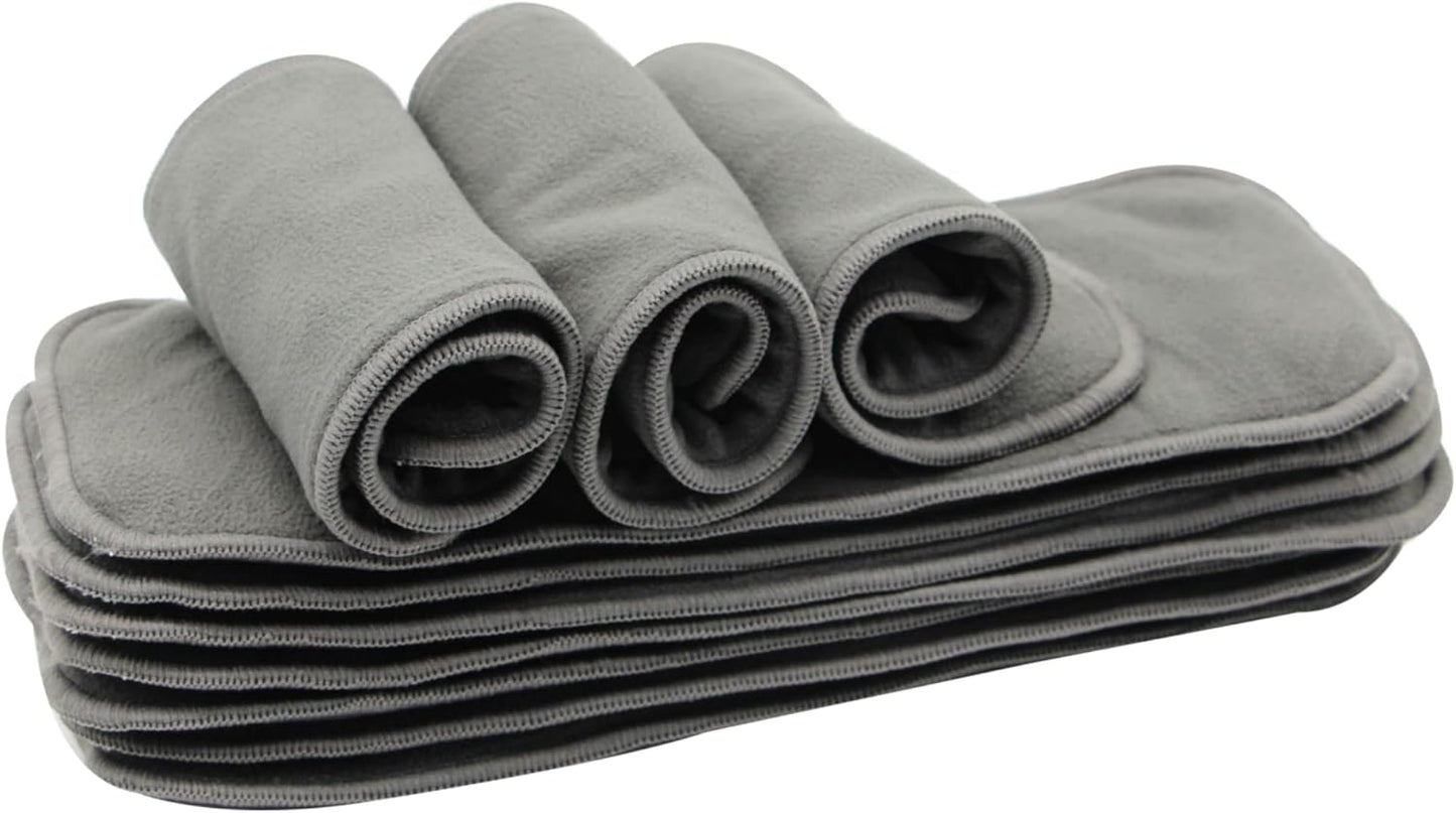 10pcs Reusable Soft 3 Layers Inserts for Baby Cloth Diaper,High Absorbing Washable Liners (10pcs-Grey Inserts)