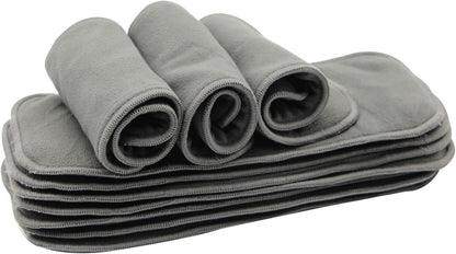 10pcs Reusable Soft 3 Layers Inserts for Baby Cloth Diaper,High Absorbing Washable Liners (10pcs-Grey Inserts)