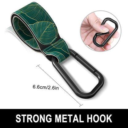 Baby Stroller Hooks for Hanging Bags, Universal Stroller Clips Accessories, Mommy Hook for Diaper Bag, Shopping Cart, Purse, Backpack - 2 Pack, Abstract Leaf