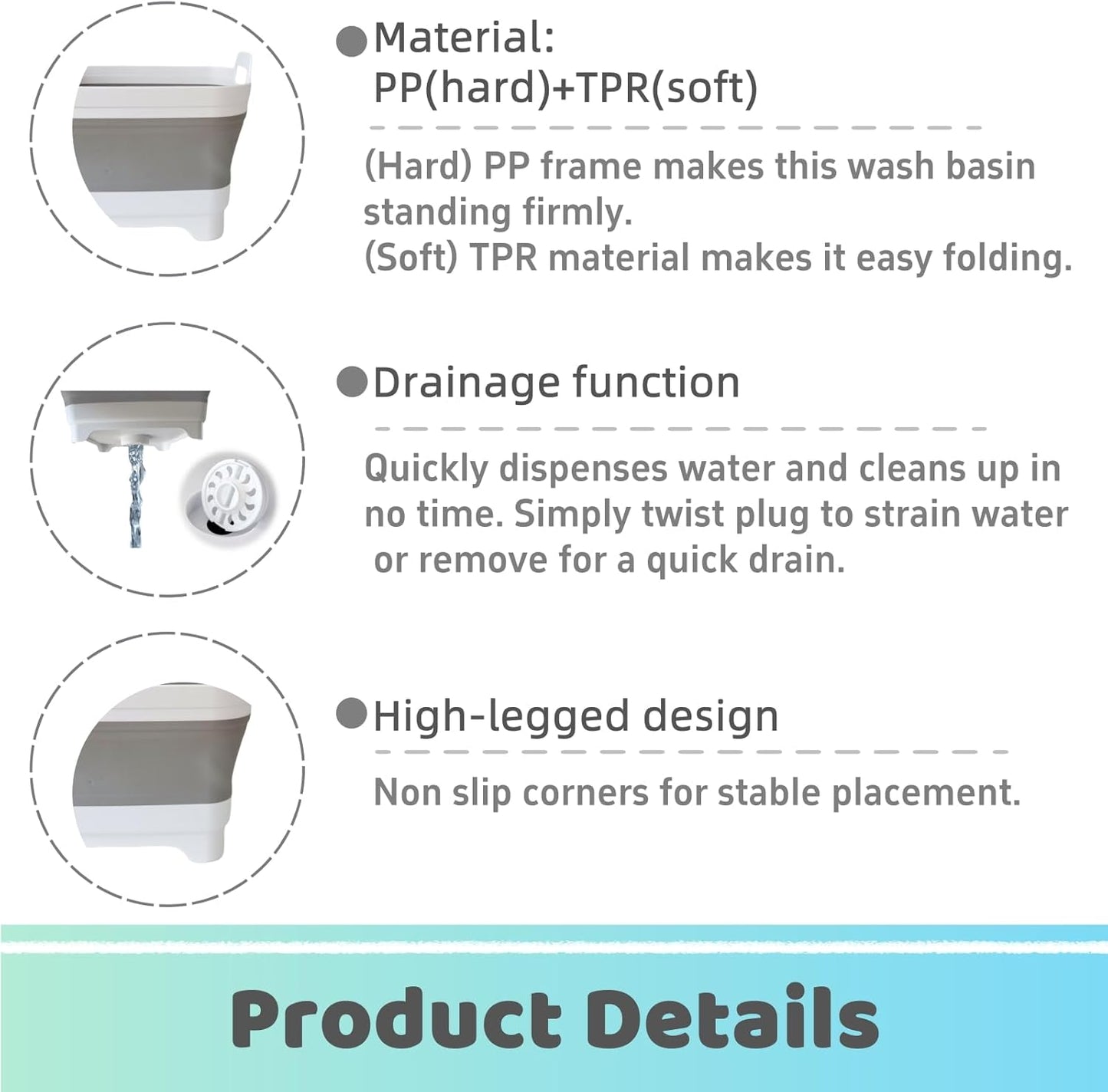 GIMWA Collapsible Wash Basin for Baby Bottles - 2.4 Gallons Portable Wash Bin for RV Camping Sink, Space-Saving Dish Tub (Pink)