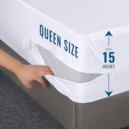 Utopia Bedding Mattress Protector Zippered Queen Size (Pack of 4), 100% Waterproof Bed Bug and Dust Mite Proof Mattress Encasement, Absorbent 6 Sided Mattress Cover