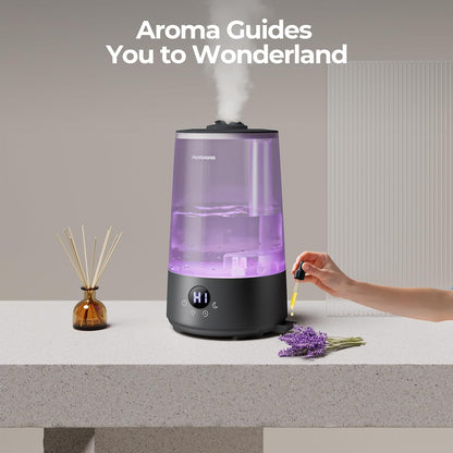 Homvana Humidifiers for Bedroom Home, 3.6 L Cool Mist Top-Fill 34H Super Long Time, Quiet 23dB, Baby Humidifier, Oil Diffuser for Large Room, House, Plant, Nursery, Office, BPA FREE, Ultrasonic (Grey)