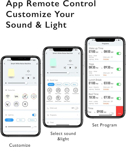 Baby Sound Machine, Momcozy White Noise Machine for Baby Sleeping with Night Light, Toddler Sleep Trainer 34 Soothing Sleep Sounds, Timer, App Remote Control, Personal Sleep Routine Alarm Clock(Blue)