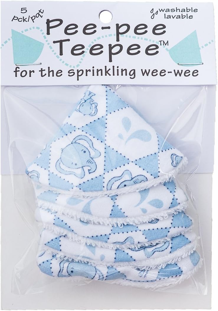 Washable Cotton Pee-Pee Teepees That Shield Baby Boys Pee During Diaper Changes. Makes a Great add-on Gift for a Baby Shower Thanks to its Fun, Gift-Ready Store Packaging. 5 Pack. Elephant