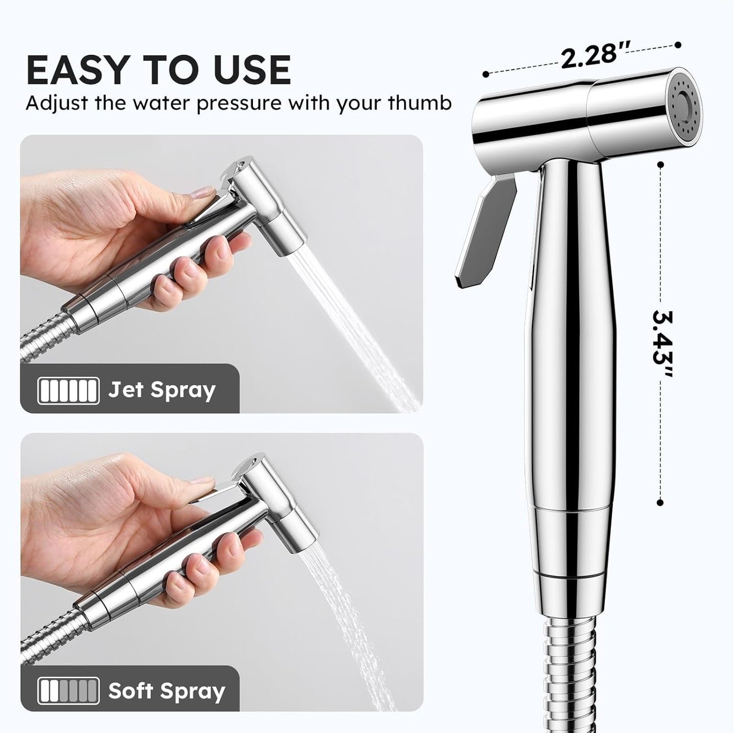 Arofa Handheld Bidet Sprayer for Toilet - 2 Pack Bidets Faucet for Existing Toilets Cloth Diaper Jet Sprayer, Stainless Steel Muslim Shower with Bidet Hose for Feminine Wash
