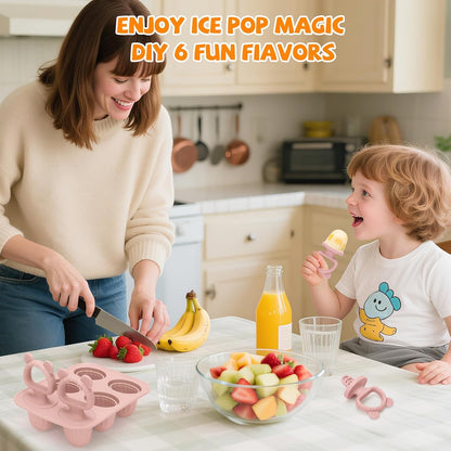2-in-1 BPA-Free Ice Pop Molds & Silicone Baby Teethers for Teething Relief | Easy Fill Feeder for Breastmilk, Puree & Baby Food | Soothing, Fun & Safe Chewable Teething Toys for Infant & Toddler