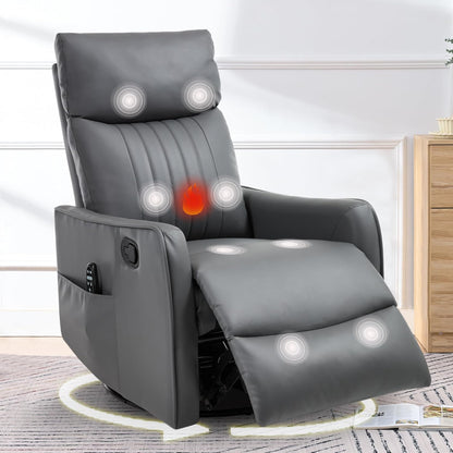 cinkehome Swivel Rocker Recliner, Glider Rocker Recliner Chair for Nursery, Manual Reclining Chair with Heated Massage, Small Spaces, Living Room, Khaki Chenille