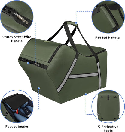 Infant Car Seat Travel Bag for Airplane Compatible with All Nuna Pipa Car Seat and Base,Chicco KeyFit 30 and Base, Padded Car Seat Bags for Air Travel,Car Seat Gate Check Bag with Side Pocket, Black