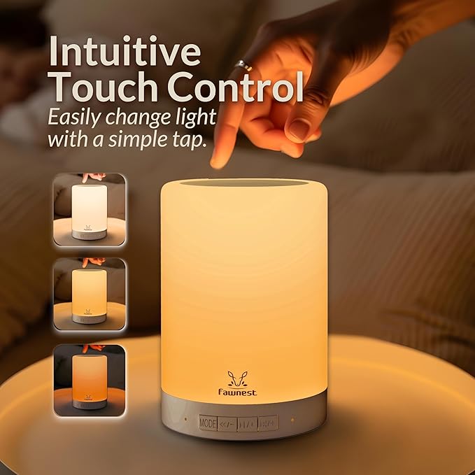 Baby Night Light Nursery Lamp – Wireless Speaker Portable Touch Nightlight for Kids and Toddlers – Soft Glow Bedside Lamp