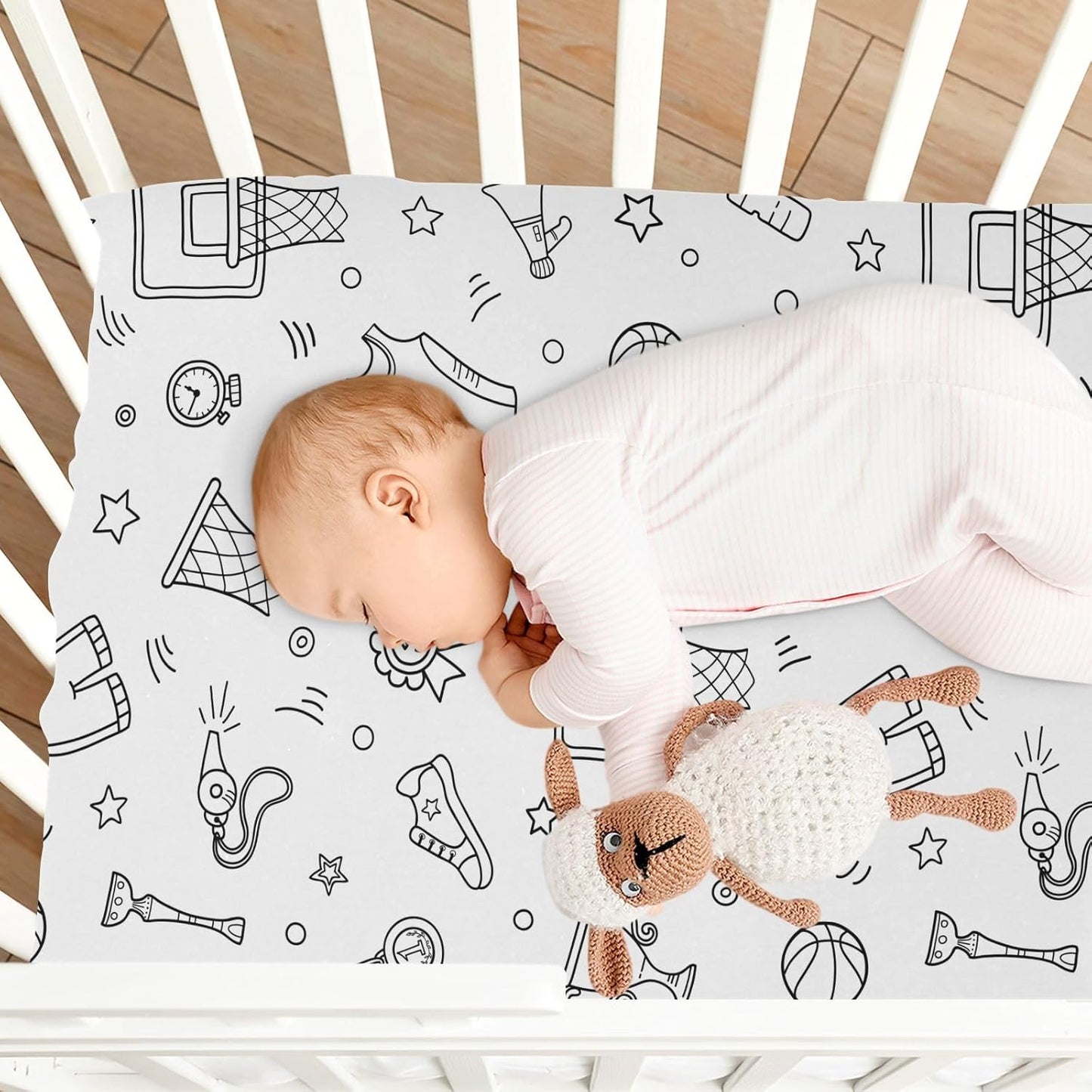 Fitted Crib Sheets Turtle Sea Horse Stretchy Portable Playard Sheets for Baby Toddler, Breathable Soft Mini Crib Mattress 39 x 27 in for Boys and Girls