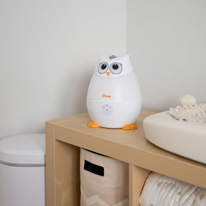 Crane Baby Mini Adorable Snow Owl Baby Humidifier, 0.5 Gal Cool Mist Humidifiers with Aroma Tray and Nightlight, Whisper Quiet Ultrasonic Humidifier for Baby and Toddler Room, Congestion Relief