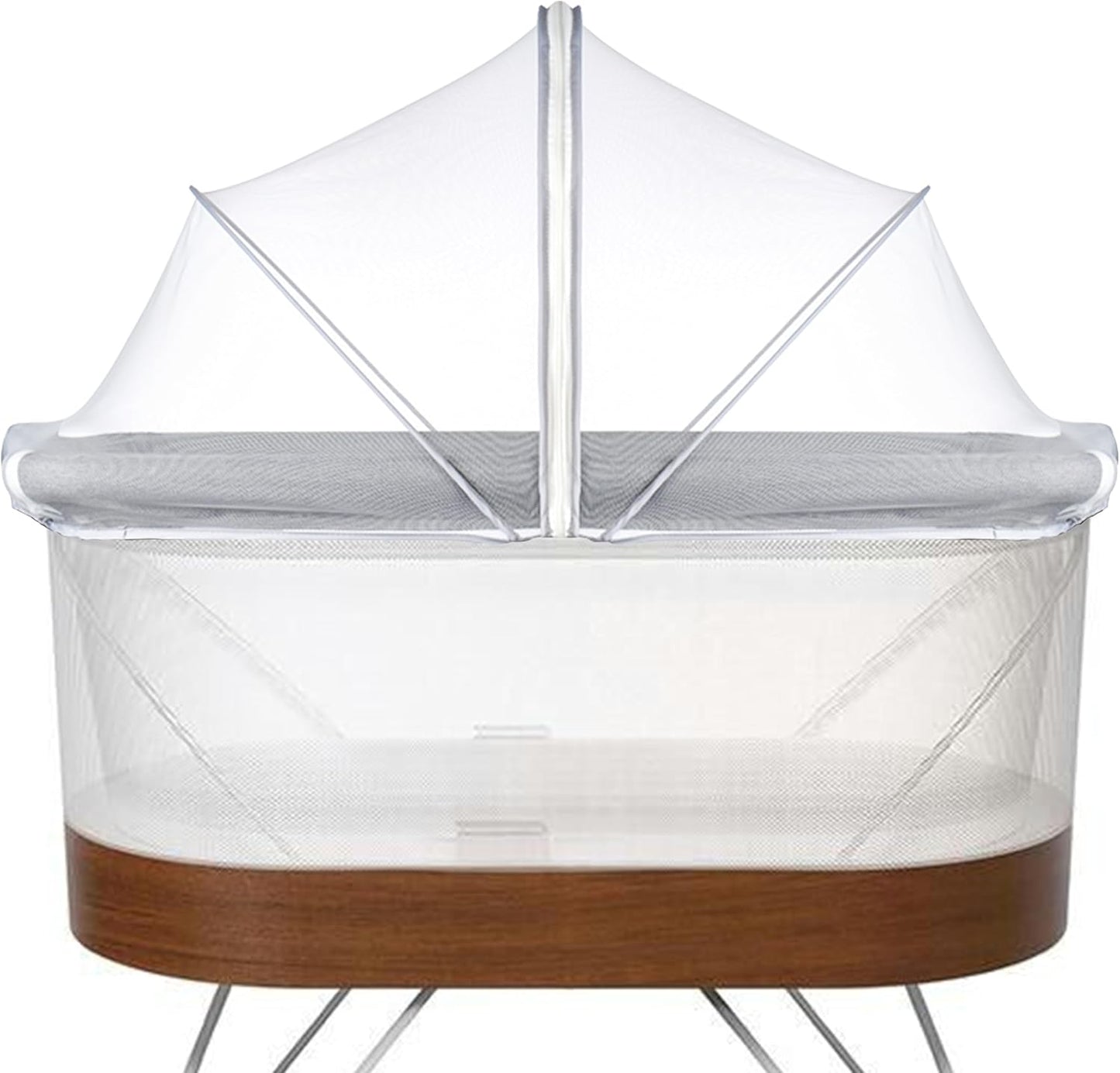 Akiky Portable Bassinet Bedside Sleeper Cover Semi-Sunshade Mosquito Net for Baby Infant Bed Sleeper Cover Mesh Net with Zip-up Window(Gray)