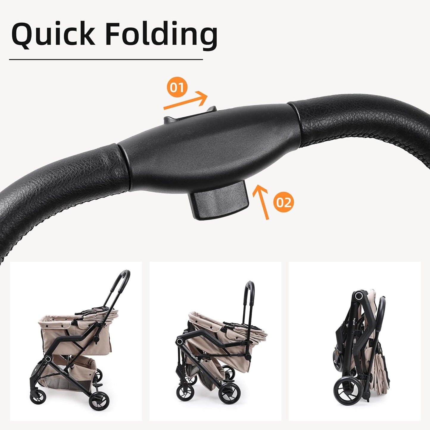 Upgraded Small/Medium Pet Stroller - Dogs & Cats up to 66 lbs, Folds for Storage and Features a Safety Foot Brake, 3-in-1 Foldable Portable Travel Carrier for 2 Small to Medium Pets (Black)