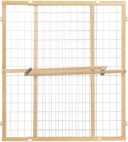 Toddleroo by North States - Extra-Wide Wire Mesh Wooden Baby Gate: Pressure Mounted Baby Gate for Doorways - Adjustable 29.5 to 50 Inches Wide - 31 Inches Tall