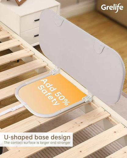 Grelife 33" Portable Travel Bed Rail for Toddlers (Compact), Fast Install, Adjustable Height, Tall Toddler Bed Rails for Crib, Single, Twin Bed, Foldable Baby Bed Rail Guard for Box, Flat Bed