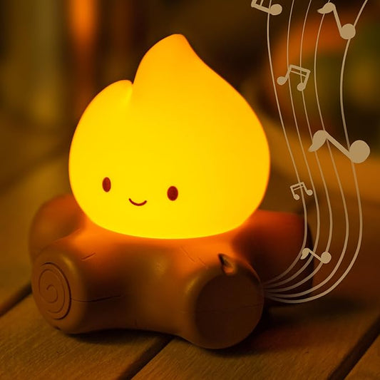 Chibi Campfire Light with Soothing Sounds, Sleep Aid Night Light for Kids, Portable Rechargeable White Noise Cozy Campfire Night Light for Room Decor Camping Trips, Cute Gifts