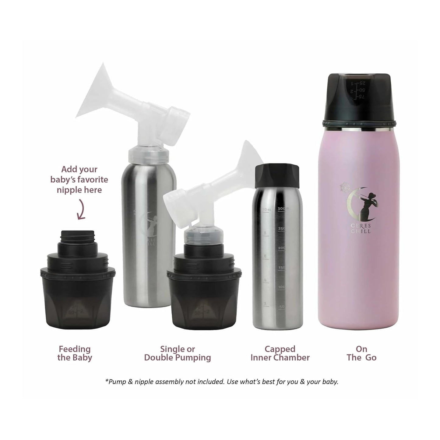 Ceres CHILL OG Breastmilk Chiller & Warmer – 12–34oz Portable Breast Milk Cooler, Storage & Baby Bottle for Travel, Work or On-The-Go – Pump Compatible Container – Don’t Call Me Hon, Plum