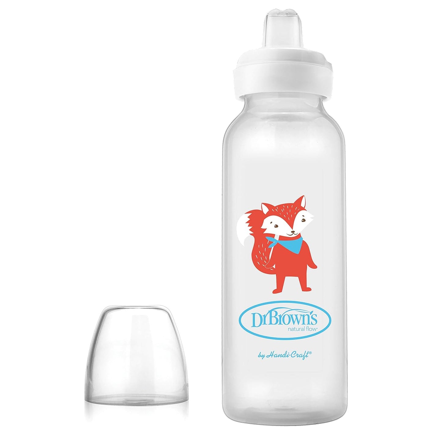 Dr. Brown's Milestones Narrow Sippy Bottle, 100% Silicone Soft Sippy Spout, 8oz/250mL, Flamingo & Bunny, 6m+