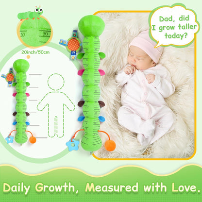 Tummy Time Baby Toys Sensory Musical Animal Stuffed Car Seat Toy for Infant 0-3-6-12 Months Newborn, Plush Caterpillar with Mirror,Crinkle,Rattle Teething Toys for Baby Boys Girls Shower Gifts, Pink