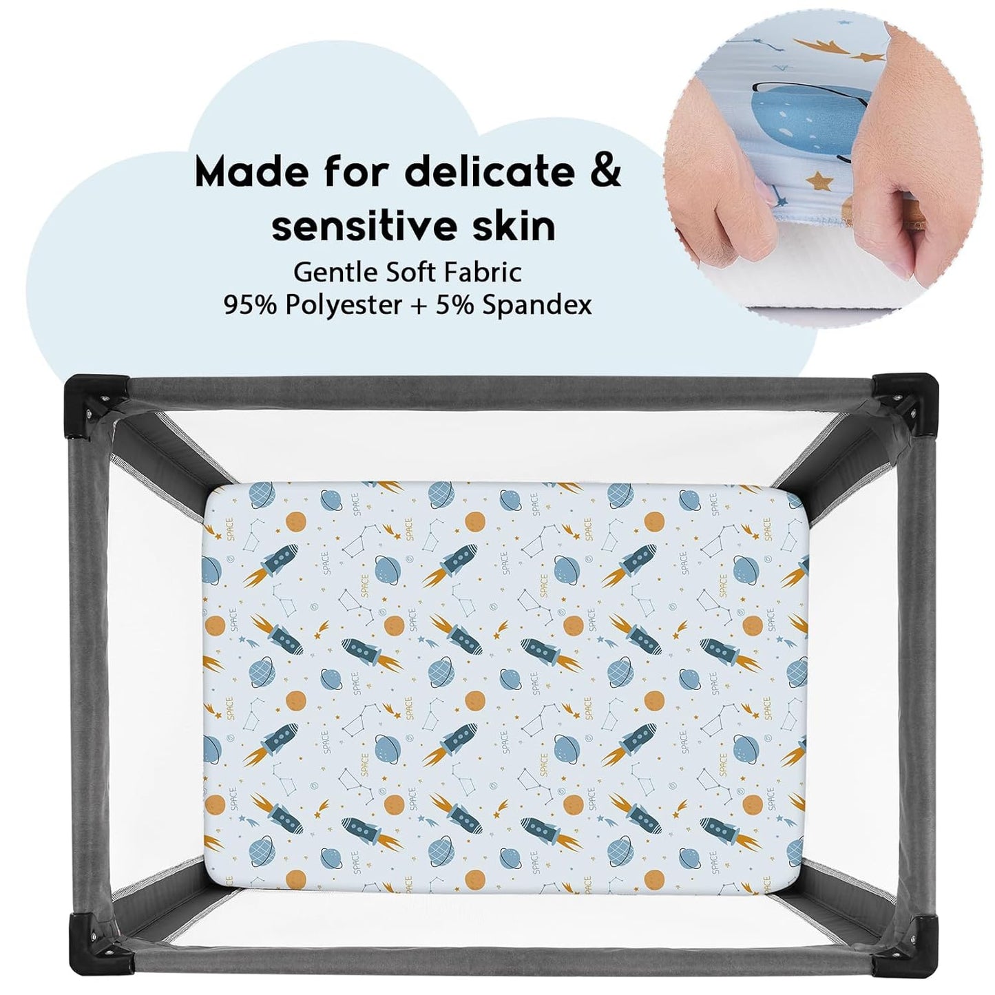 Yoofoss Pack and Play Sheets Fitted, Mini Crib Sheets 2-Pack for Pack N Play Mattress, Stretchy Playard Sheet, Soft and Breathable Green+Giraff