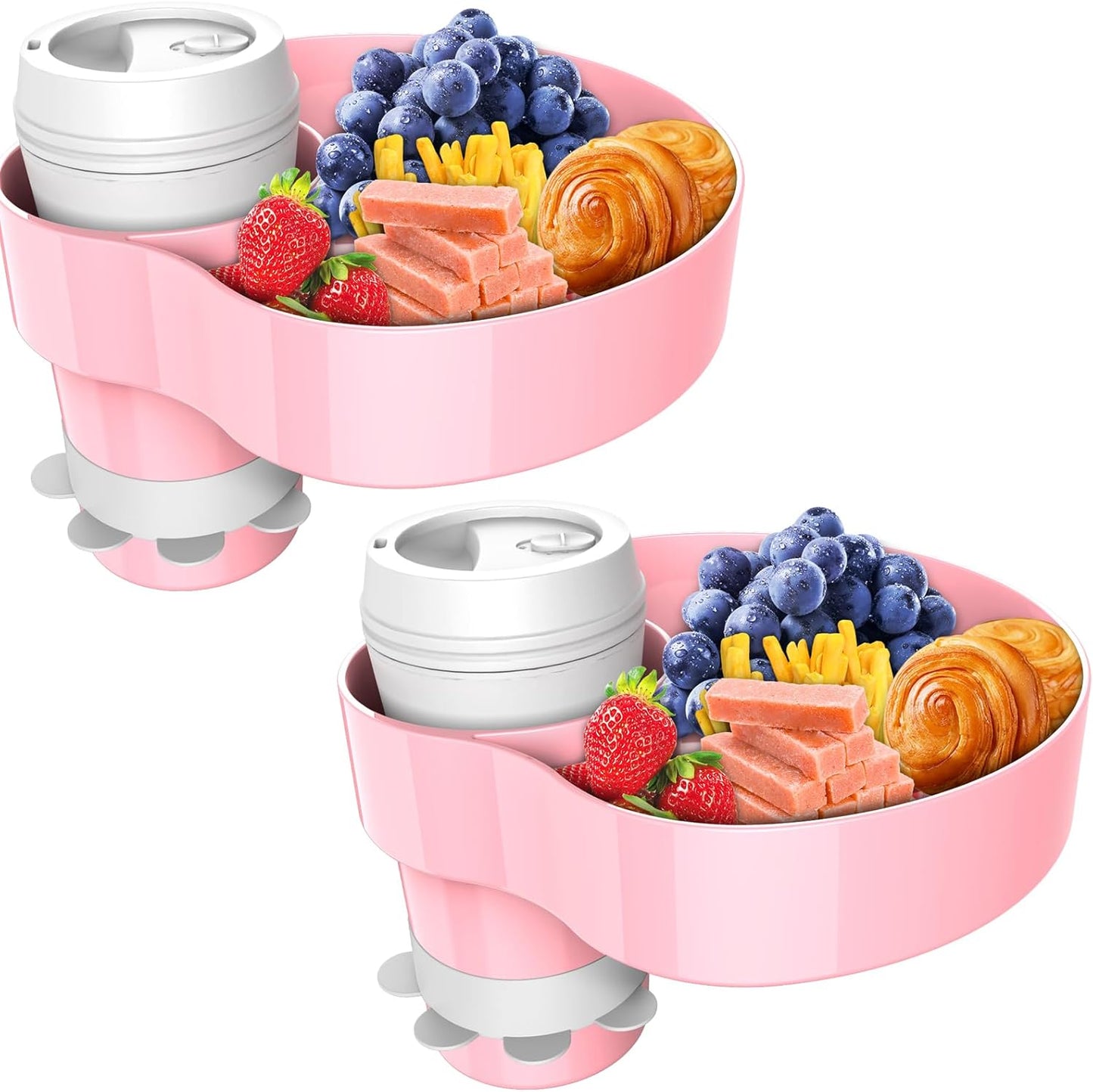 Kids Car Seat Tray, Travel Tray with Cup Holder for Toddler, Baby Car Seat Food Snack Organizer for Road Trip, Stroller snack tray travel must haves (Black 2 Packs)