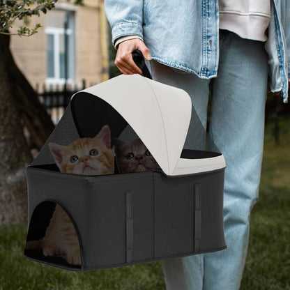 Magshion Compact Pet Stroller for Small-Medium Dogs/Cats up to 22lbs, 4-Wheel Lightweight Umbrella Shaped Portable Puppy Travel Jogger with Breathable Mesh, Cup Holder & Rear Storage, Black