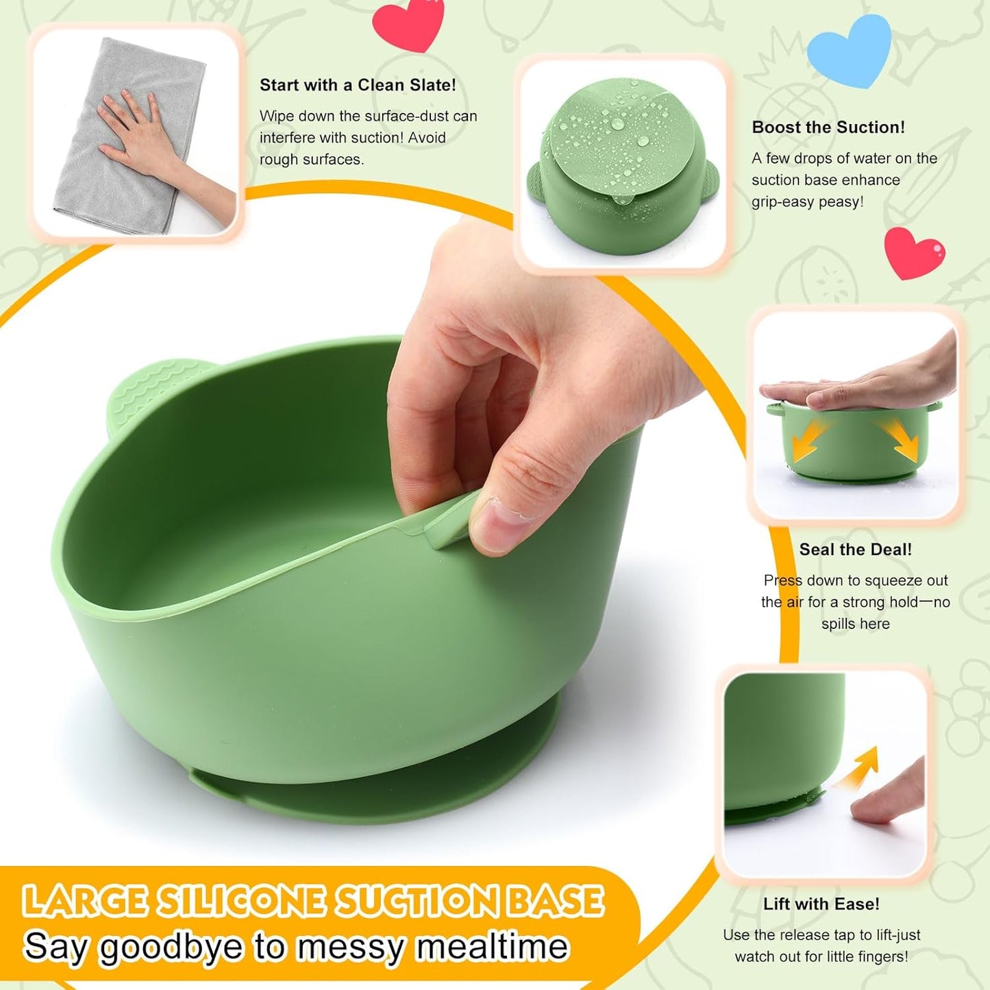 Domensi 4 Sets Kids Porcelain Bowls with Suction Sleeves Toddler Suction Bowl Upgrade Durable Microwave Dishwasher Safe Cereal Soup Snack Dishes for Baby Children Feeding Supplies (Macaron Colors)
