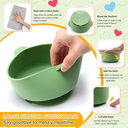 Domensi 4 Sets Kids Porcelain Bowls with Suction Sleeves Toddler Suction Bowl Upgrade Durable Microwave Dishwasher Safe Cereal Soup Snack Dishes for Baby Children Feeding Supplies (Macaron Colors)