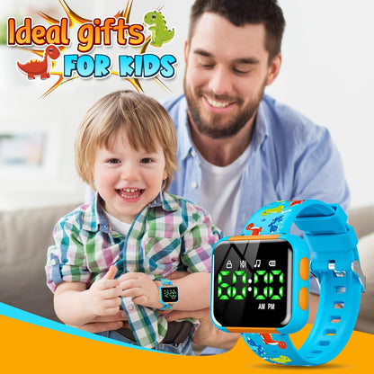 Potty Training Watch and Board Book for Kids: Water Resistant Potty Watches for Toddler Boys Rechargeable Toilet Reminder Dinosaur Toddler Watch 1-3 Birthday Gifts for 2 3 4 Year Old Boy (Blue)