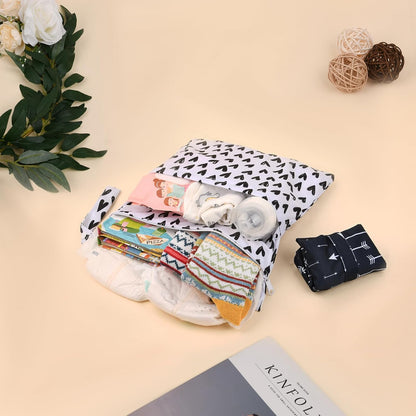 Wet Dry Bags 2-Pack with Cute Dolphin Print - Waterproof Travel Organizer for Swimming Pool Beach Gym Baby Cloth Diapers Swimwear with Dual Zippers