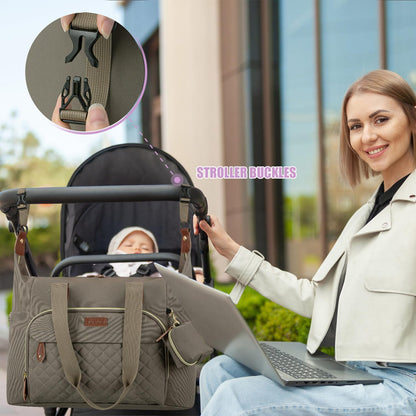 Tuwubi Diaper Bag Tote,Baby Diaper Bag with Pacifier Case Large Travel Diaper Tote Caddy for Mom and Dad Multifunction Large Baby Bag - M-Pink