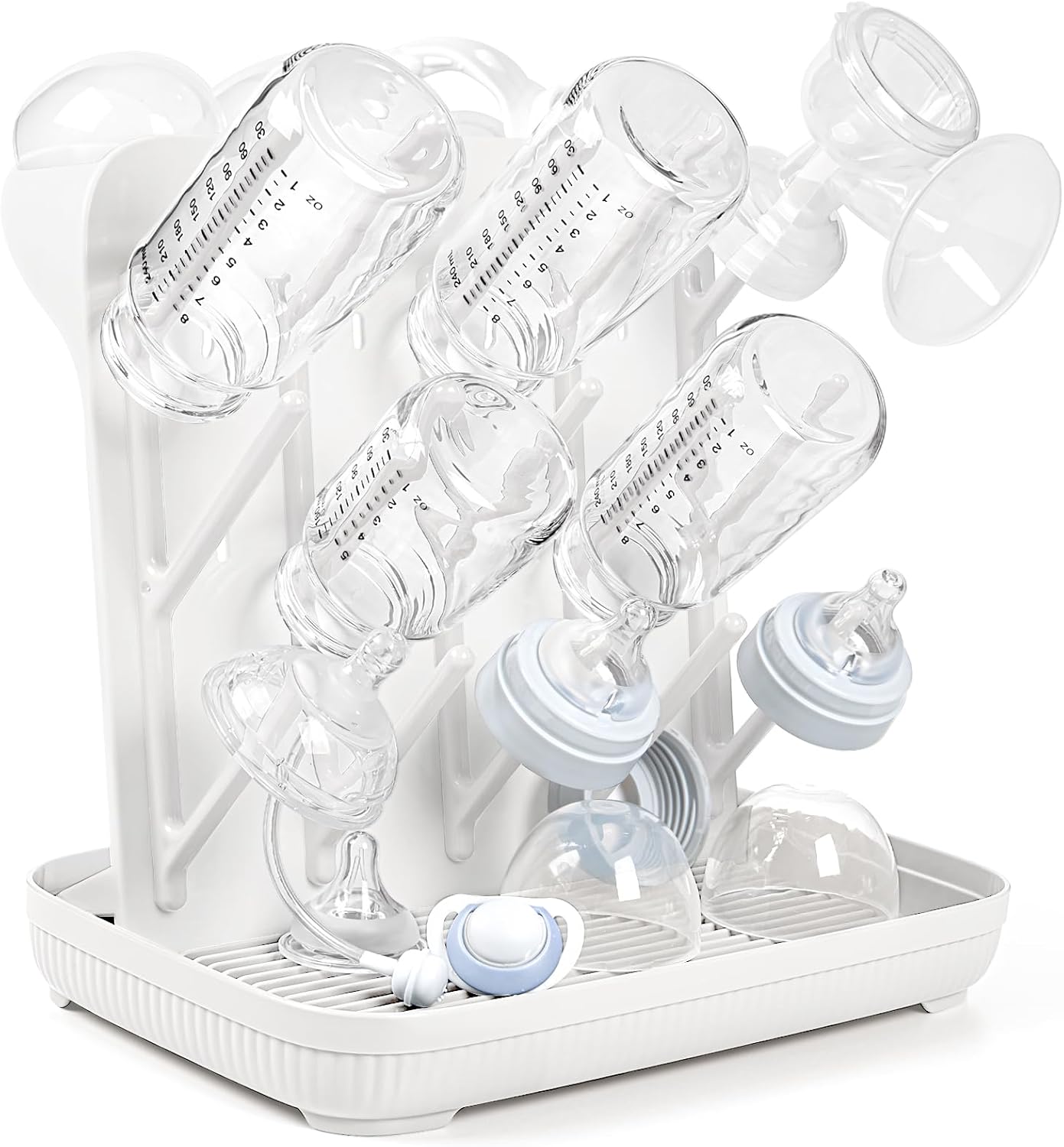 Termichy Baby Bottle Drying Rack: Large Vertical Bottle Dryer Rack Holder - Space Saving Standing Drying Rack for Baby Bottles and Pump Part Cleaning (Gray)