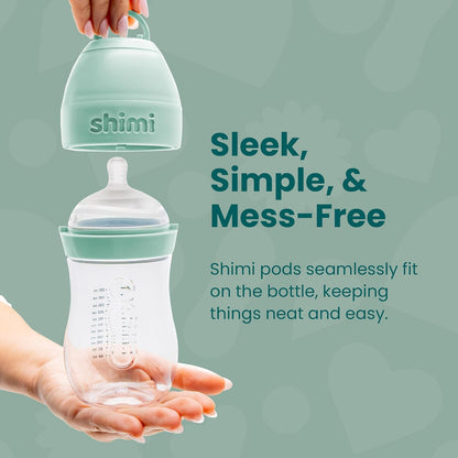 Shimi 2.0 Baby Formula Bottle with Refillable Formula Pods, 9 oz Tritan Feeding Bottle with Anti-Colic Silicone Nipple, Built-in Formula Dispenser for Travel and On-the-Go Feeding, Pack of 2