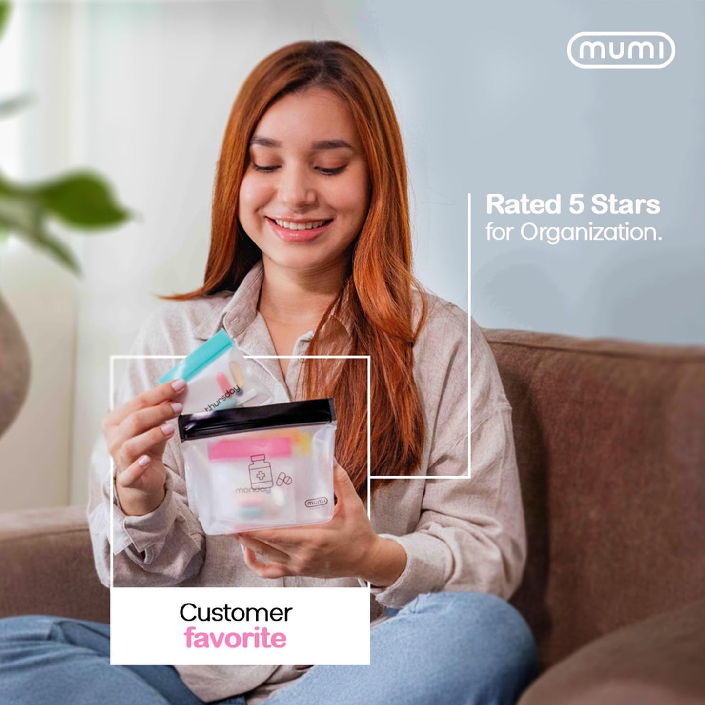 MUMI Single Dose Kit – 7pc (2.36” x 6.14”) Reusable Protein Powder Travel Container Packets with Zip-Up Bag (8” x 5”) & Funnel | Protein Powder Container to Go, Travel Powder Containers & Organizer